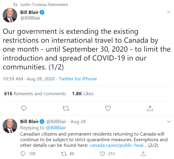 官宣：加拿大旅行禁令延长至九月底！(图2)